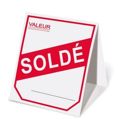 Bedruckte Tischaufsteller Soldes 52 x 120 mm – pro 1000 Bedruckte Tischaufsteller Soldes 52 x 120 mm – pro 1000