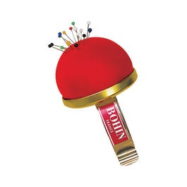Stoffnadelkissen, goldfarbene Einfassung, rot oder blau Stoffnadelkissen, goldfarbene Einfassung, rot oder blau
