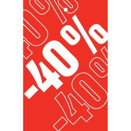 Etikett mit Loch -40 % Ausverkauf rot 55 x 85 mm - 250 Stück Etikett mit Loch -40 % Ausverkauf rot 55 x 85 mm - 250 Stück