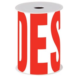 Spruchband Soldes 'Ausverkauf' modern weiß und rot 15 cm x 10 m Spruchband Soldes 'Ausverkauf' modern weiß und rot 15 cm x 10 m