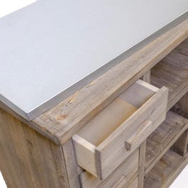 Theke Héritage, gealterter Kiefer, mit Zinkplatte B119 x T39 x H90cm Theke Héritage, gealterter Kiefer, mit Zinkplatte B119 x T39 x H90cm