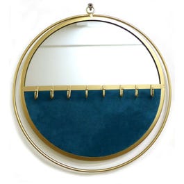 Schmuckspiegel blaugrün mit goldfarbenem Sockel B 32,5 x T 3,5 x H 34,5 cm Schmuckspiegel blaugrün mit goldfarbenem Sockel B 32,5 x T 3,5 x H 34,5 cm