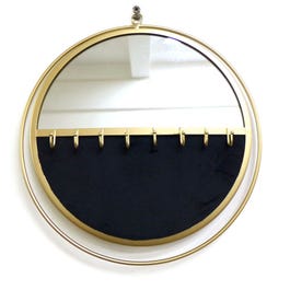 Schwarzer Schmuckspiegel mit goldfarbenem Sockel B 32,5 x T 3,5 x H 34,5 cm Schwarzer Schmuckspiegel mit goldfarbenem Sockel B 32,5 x T 3,5 x H 34,5 cm