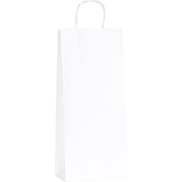 Kraftbeutel für 1 oder 2 Flaschen mit gedrehten Griffen Weiß, 18x8x40cm - x100 Kraftbeutel für 1 oder 2 Flaschen mit gedrehten Griffen Weiß, 18x8x40cm - x100