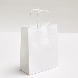 Papiertragetasche mit gedrehten Griffen weiß 18+8X21cm - 50 Stück Papiertragetasche mit gedrehten Griffen weiß 18+8X21cm - 50 Stück