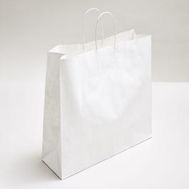 Papiertragetasche mit gedrehte Griffen weiß 40+15x45cm - pro 50 Stück Papiertragetasche mit gedrehte Griffen weiß 40+15x45cm - pro 50 Stück