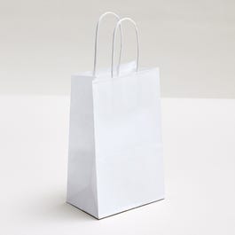 Kraftbeutel mit weißen gedrehten Griffen 14x8,5x21,5cm – pro 50 Stück Kraftbeutel mit weißen gedrehten Griffen 14x8,5x21,5cm – pro 50 Stück