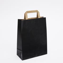 Papiertragetasche mit flachen Griffen - schwarz - 22 + 10 x 29 cm - 50 Stück Papiertragetasche mit flachen Griffen - schwarz - 22 + 10 x 29 cm - 50 Stück