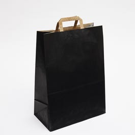 Papiertragetasche mit flachen Griffen schwarz 32 +17 x 45 cm - 50 Stück Papiertragetasche mit flachen Griffen schwarz 32 +17 x 45 cm - 50 Stück