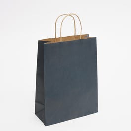 Papiertragetasche mit gedrehten Griffen glatt blau - L22+T10xH29cm 50 Stück Papiertragetasche mit gedrehten Griffen glatt blau - L22+T10xH29cm 50 Stück