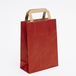 Papiertragetasche rot mit flachen Griffen B18 + T8 x H24cm 50 Stück Papiertragetasche rot mit flachen Griffen B18 + T8 x H24cm 50 Stück