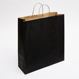 Papiertragetasche Kraft schwarze gedrehte Griffe 45x49+15cm - 50 Stück Papiertragetasche Kraft schwarze gedrehte Griffe 45x49+15cm - 50 Stück