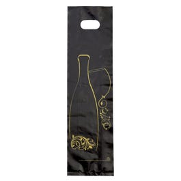 Flaschentüte 1 Flasche schwarz mit Griffloch 12x46+6cm - 50 Stück Flaschentüte 1 Flasche schwarz mit Griffloch 12x46+6cm - 50 Stück