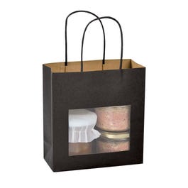 Tüte mit Sichtfenster schwarz mit gedrehten Griffen 18x19+8cm - 12 Stück Tüte mit Sichtfenster schwarz mit gedrehten Griffen 18x19+8cm - 12 Stück