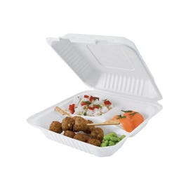 Lunchbox 3 Fächer Bagasse 22,9x22,9x4,48 cm - 50 Stück Lunchbox 3 Fächer Bagasse 22,9x22,9x4,48 cm - 50 Stück