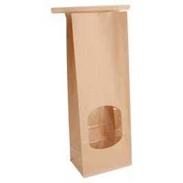Kraft-Tüte mit Fenster und integrierter Verschlussleiste 9 + 6 x 25 cm –500 Stck Kraft-Tüte mit Fenster und integrierter Verschlussleiste 9 + 6 x 25 cm –500 Stck