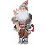 Weihnachtsmann mit Skiern und Socke H 57 cm