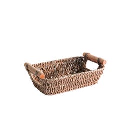 Korb mit rechteckigen Holzgriffen B26 x T17 x H7cm Korb mit rechteckigen Holzgriffen B26 x T17 x H7cm