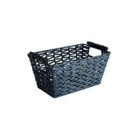 Schwarzer rechteckiger Korb mit Holzgriffen B29,5 x T18,5 x H14cm Schwarzer rechteckiger Korb mit Holzgriffen B29,5 x T18,5 x H14cm