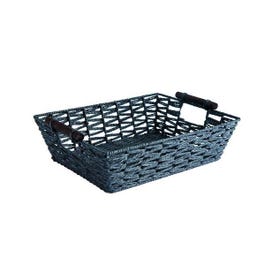 Schwarzer rechteckiger Korb mit HolzgriffenL33,5 x P26,5 x H9cm Schwarzer rechteckiger Korb mit HolzgriffenL33,5 x P26,5 x H9cm